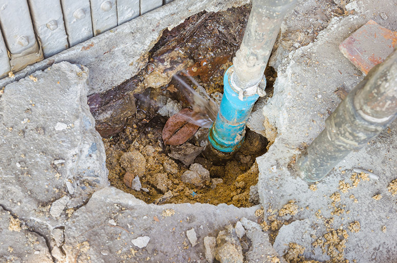 a burst pipe outside the home