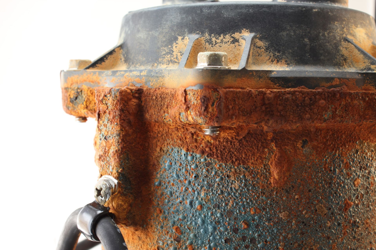 A rusted sump pump 
